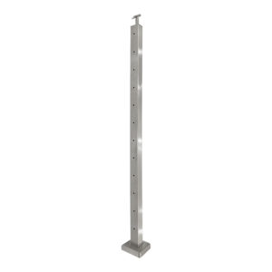 WRC-P42F 316 Stainless Steel Top-Mount Square Post for Cable Railing - 42" for Flat Areas
