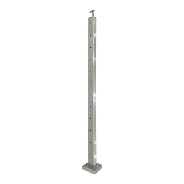 316 Stainless Steel Top-Mount Square Post for Cable Railing – 42″ for Flat Areas