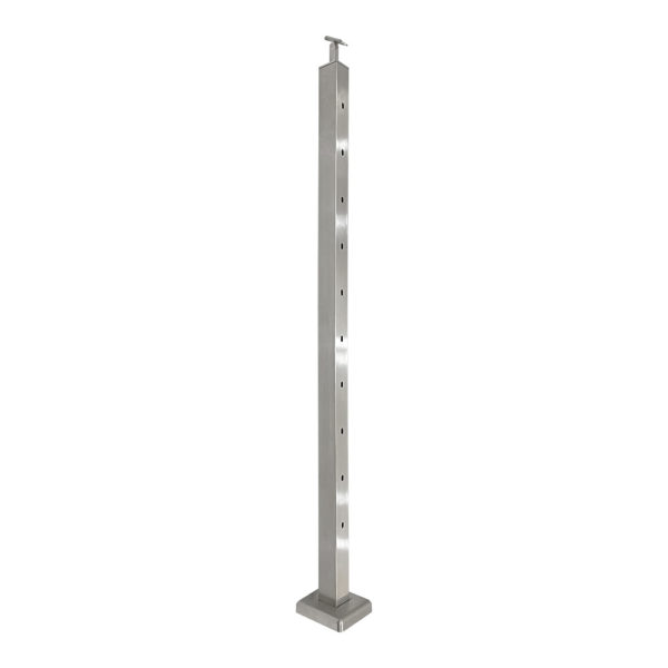 316 Stainless Steel Top-Mount Square Post for Cable Railing – 36″ for Stairs