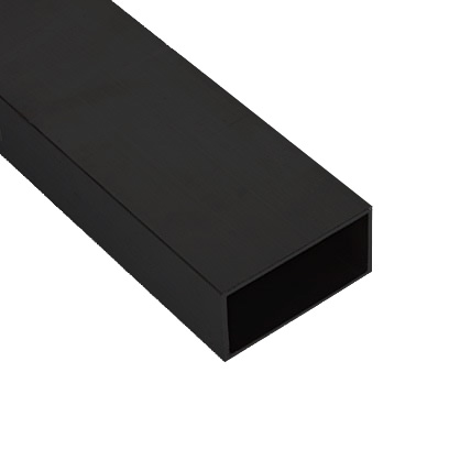 Aluminum 2″ x 1″ Rectangular Aluminum Rail – Powder-coated in Black – 20 ft.