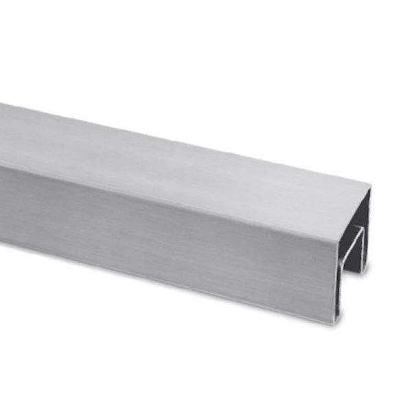 316 Stainless Steel 1.67″ x 1.67″ Square Top Cap Rail for Glass Railing – 16.4 ft.