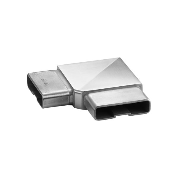 316 Stainless Steel Corner or 90° Connector for 2-3/8″ x 13/16″ Rectangular ‘Flat’ Rail