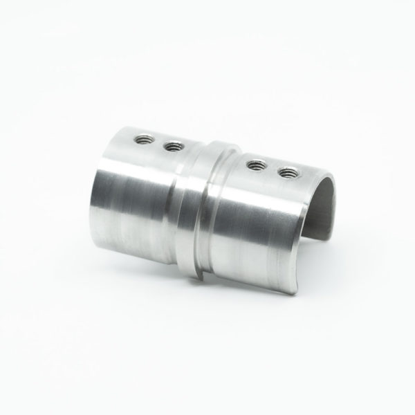 316 Stainless Steel Mid or 180° Connector for 1.67″ x 1.67″ Round Top Cap Rail for Glass Railing