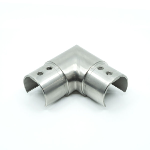 316 Stainless Steel Corner or 90° Connector for 1.67″ x 1.67″ Round Top Cap Rail for Glass Railing