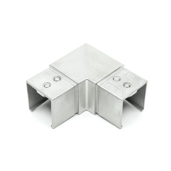 316 Stainless Steel Corner or 90° Connector for 1.67″ x 1.67″ Square Top Cap Rail for Glass Railing