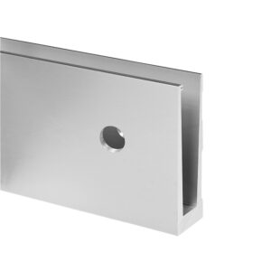 Anodized Aluminum Side-Mount or Fascia-Mount Slim Base Shoe Track for Glass Railing - 16.4 ft