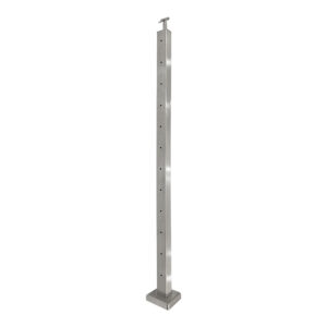 316 Stainless Steel Top-Mount Square Post for Cable Railing - 42" for Flat Areas