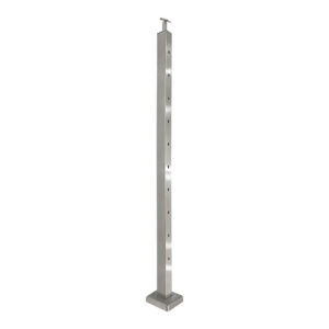 316 Stainless Steel Top-Mount Square Post for Cable Railing - 36" for Stairs