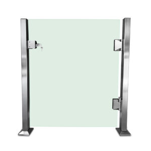 Ready-to-install Self-Closing Glass Gate with 316 Stainless Steel Square Posts - 38" x 42"