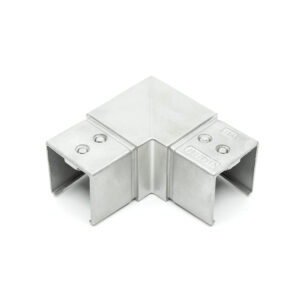 316 Stainless Steel Corner or 90° Connector for 1.67" x 1.67" Square Top Cap Rail for Glass Railing